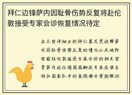 拜仁边锋萨内因耻骨伤势反复将赴伦敦接受专家会诊恢复情况待定 拜仁边锋萨内因耻骨伤势反复将赴伦敦接受专家会诊恢复情况待定